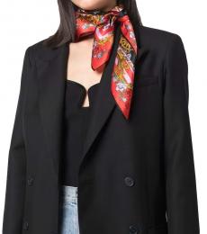 Versace Jeans Couture Black Red Floral Print Scarf