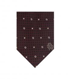 Black Dark Red Micro Geometric Tie