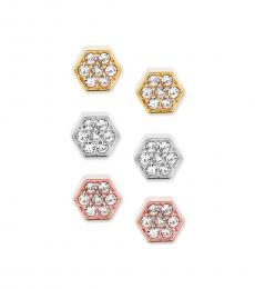Multi Color 3 Piece Cubic Earrings