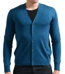 Blue Wool Cardigan Sweater