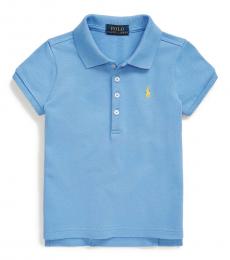 Ralph Lauren Little Girls Harbor Island Blue Mesh Polo