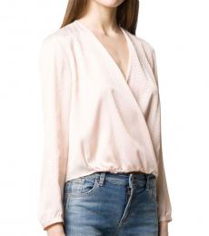 Emporio Armani Light Pink Wrap Front Silk Blouse