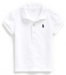 Ralph Lauren Baby Girls White Puff-Sleeve Polo