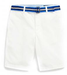 Ralph Lauren Boys White Slim Fit Belted Chino Shorts