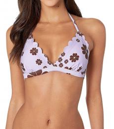 Kate Spade Frozen Lilac Scalloped Halter Neck Bikini Top