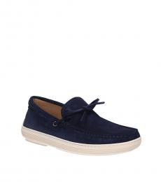 Tod's Blue Tie Closure Suede Loafers