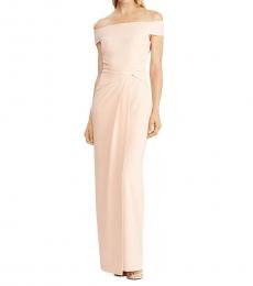 Ralph Lauren Light Pink Faux Wrap Formal Evening Dress