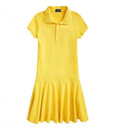 Girls Yellow Mesh Polo Dress