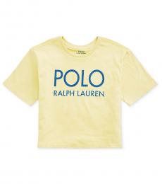 Ralph Lauren Girls Yellow Logo Cropped T-shirt