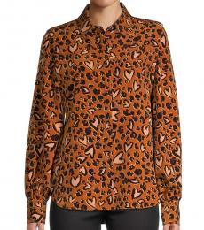 Karl Lagerfeld Rust Leopard-Print Shirt