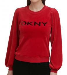 DKNY Red Crew Neck Pullover