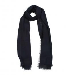 Navy Blue Solid Cashmere Scarf