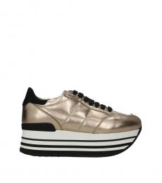 Hogan Gold Bronze Leather Sneakers