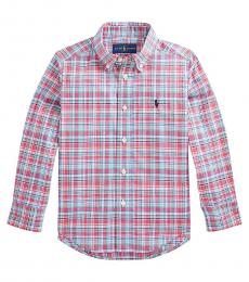 Ralph Lauren Little Boys Berry Blue Plaid Poplin Shirt
