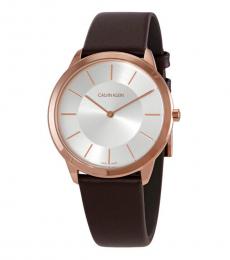 Calvin Klein Dark Brown Minimal Round Dial Watch