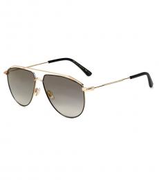 Grey Gradient Brown Mirror Aviator Sunglasses
