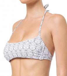 Karl Lagerfeld White Printed Bikini Top