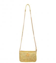 Golden Quilted Small Crossbody Bag