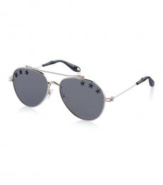 Givenchy Grey Star Round Pilot Sunglasses