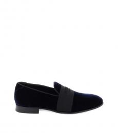 Jimmy Choo Navy Blue Logo Loafers