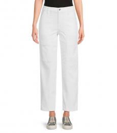 DKNY White High Rise Cotton Pants
