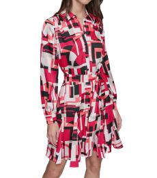 Karl Lagerfeld Multi Color Printed Tie-Waist Minidress
