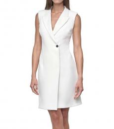 DKNY White Sleeveless Mini Blazer Dress