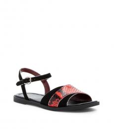 Red Black Leather Sandals