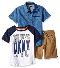 DKNY 3 Piece Shirt/T-Shirt/Shorts Set (Little Boys)