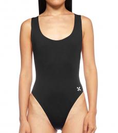 Off-White Black Scoop Neck Swimsuit
