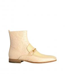 Versace Beige Leather Ankle Boots