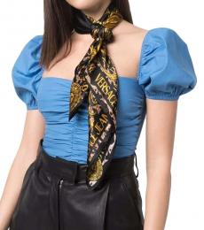 Versace Jeans Couture Black Baroque Pattern Scarf
