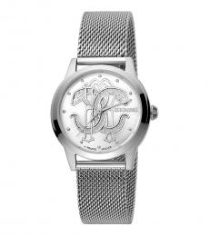 Roberto Cavalli Silver Signature Dial Watch