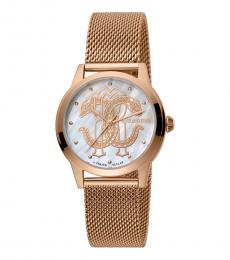 Roberto Cavalli Rose Gold Signature Dial Watch