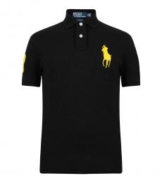 Ralph Lauren Black Custom Fit Yellow Pony Polo