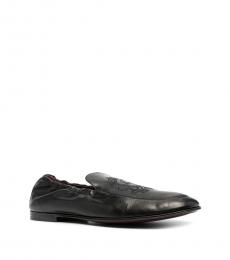 Black Logo Leather Loafers