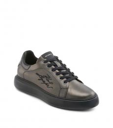 Silver Metallic Leather Sneakers