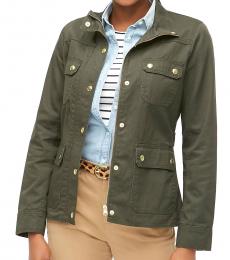 J.Crew Mossy Brown Resin-Coated Twill Field Jacket