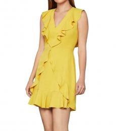 Yellow V-Neck Mini Dress