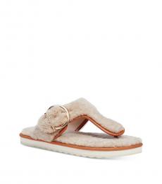 Natural Hollie Cozy T-Strap Slippers