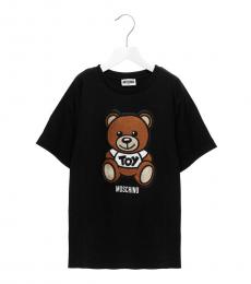 Moschino Little Girls Black Teddy Patch T-Shirt