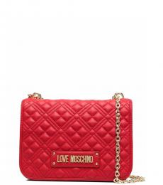 Love Moschino Red Quilted Medium Shoulder Bag