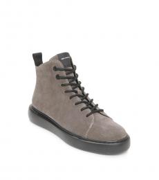 Grey Suede Side Zip Boots