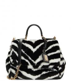 Dolce & Gabbana BlackWhite Sicily Small Satchel