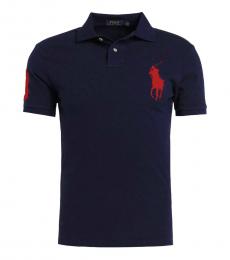 Ralph Lauren Navy Blue Custom Fit Red Pony Polo