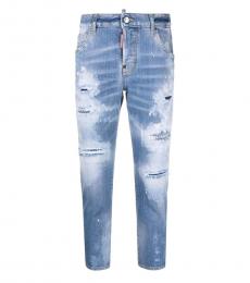 Dsquared2 Light Blue Ripped Crop Jeans