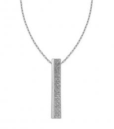 Silver Crystal Bar Pendant Necklace