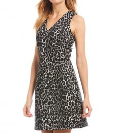 Michael Kors Dark Grey Leopard-Print Scuba Dress