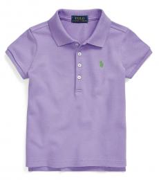 Ralph Lauren Little Girls Hampton Purple Mesh Polo