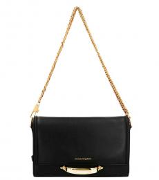 Alexander McQueen Black Story Chain Medium Shoulder Bag